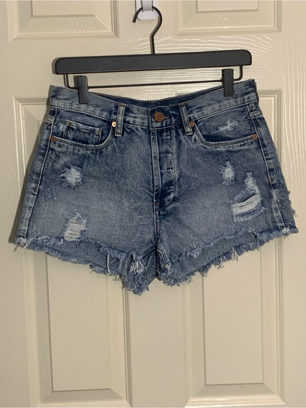 Blank NYC Distressed Denim Cutoff Shorts - Light Blue